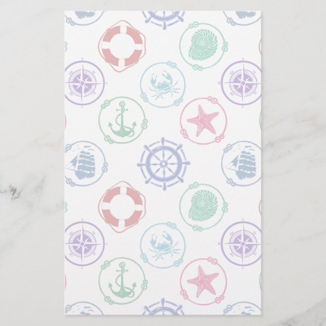 Colorful Nautical Pattern Stationery (Front)
