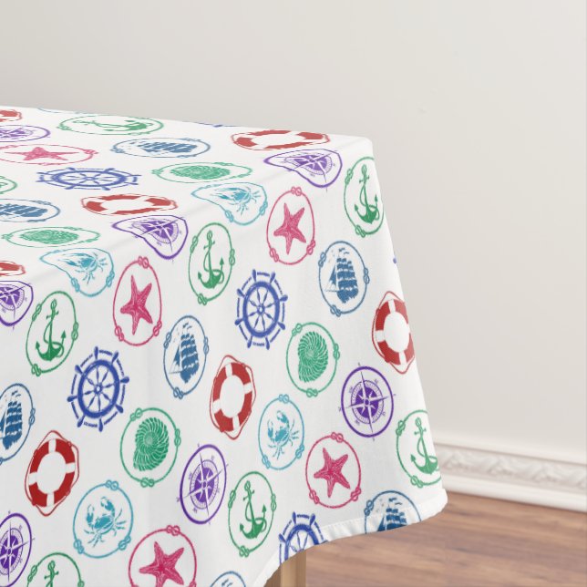Colorful Nautical Pattern Tablecloth (In Situ)
