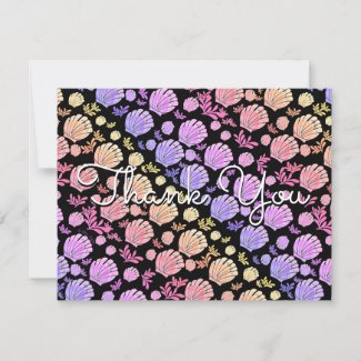 Colorful Nautical Sea Shell Pattern Thank You 