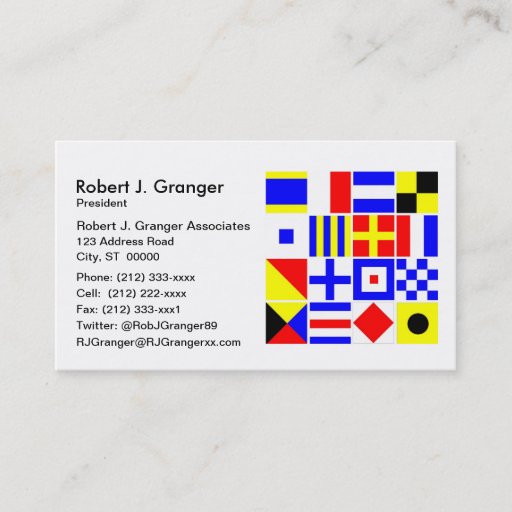 Customizable Colorful Nautical Signal Flags Pattern Business Cards