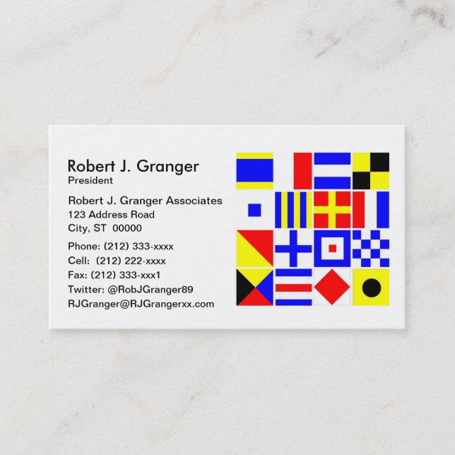Colorful Nautical Signal Flags Pattern Business Card (Front)
