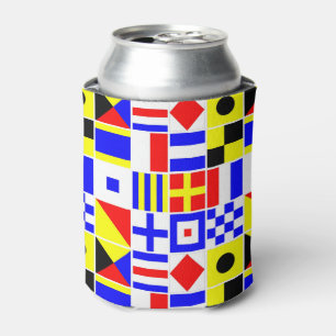 Colorful Nautical Signal Flags Pattern Can Cooler