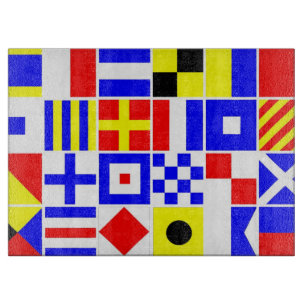 Colorful Nautical Signal Flags Pattern Cutting Board