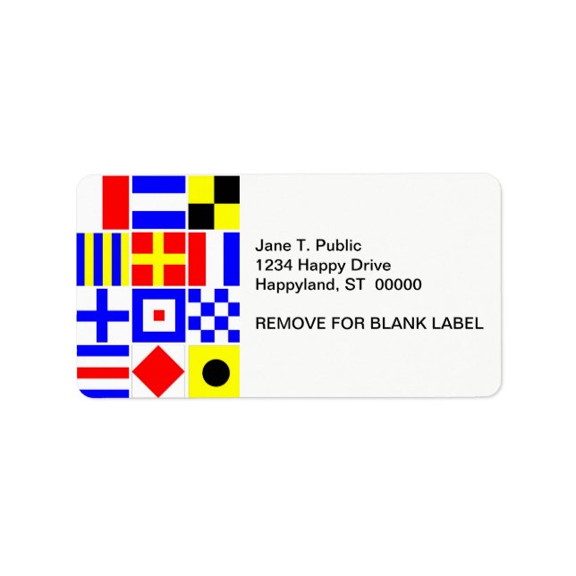 Colorful Nautical Signal Flags Pattern Label (Front)