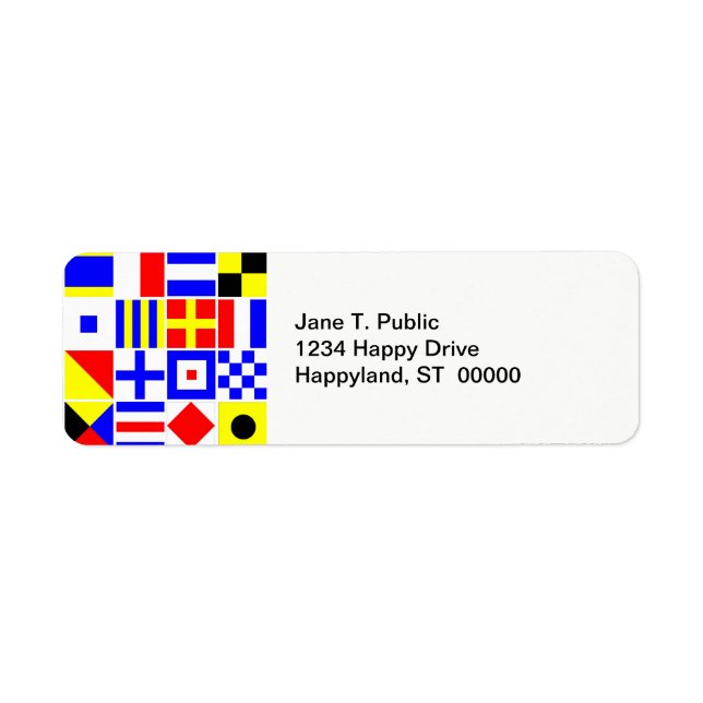 Colorful Nautical Signal Flags Pattern Label (Front)