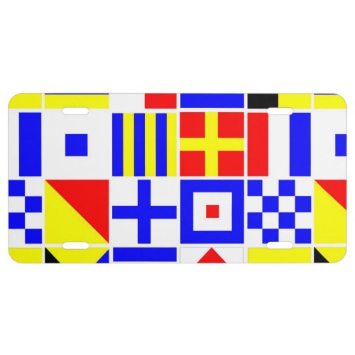 Colorful Nautical Signal Flags Pattern License Plate