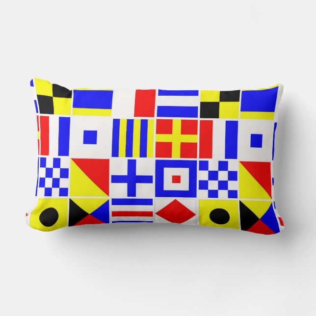 Colorful Nautical Signal Flags Pattern Lumbar Pillow (Front)