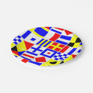 Colorful Nautical Signal Flags Pattern Paper Plates