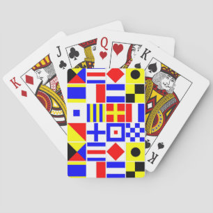 Colorful Nautical Signal Flags Pattern Poker Cards