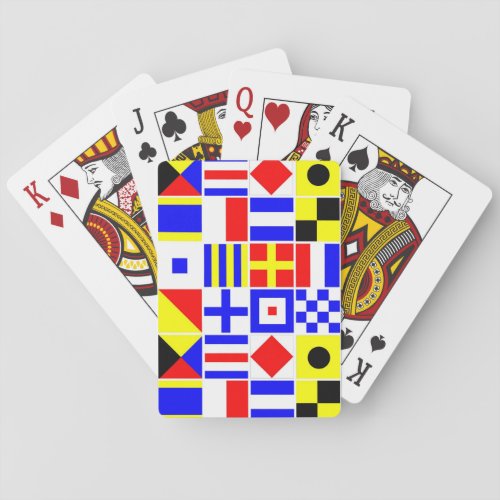 Colorful Nautical Signal Flags Pattern Poker Cards