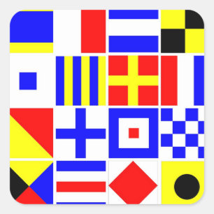Colorful Nautical Signal Flags Pattern Square Sticker