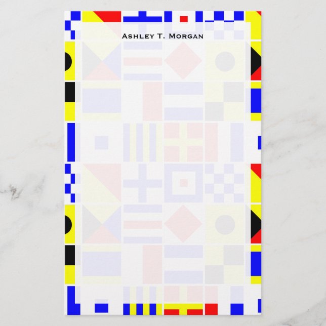 Colorful Nautical Signal Flags Pattern Stationery (Front)