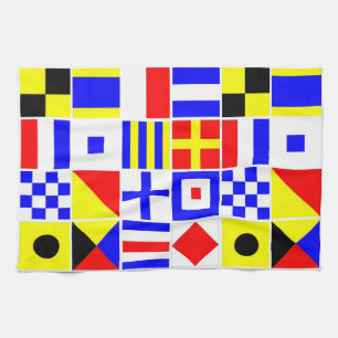 Colorful Nautical Signal Flags Pattern Towel