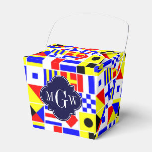 Colorful Nautical Signal Flags Royal 3I Monogram Favor Boxes