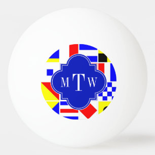 Colorful Nautical Signal Flags Royal 3I Monogram Ping-Pong Ball