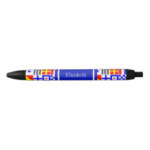 Colorful Nautical Signal Flags Royal Name Monogram Black Ink Pen