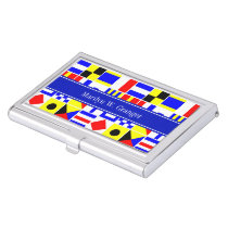 Colorful Nautical Signal Flags Royal Name Monogram Business Card Case