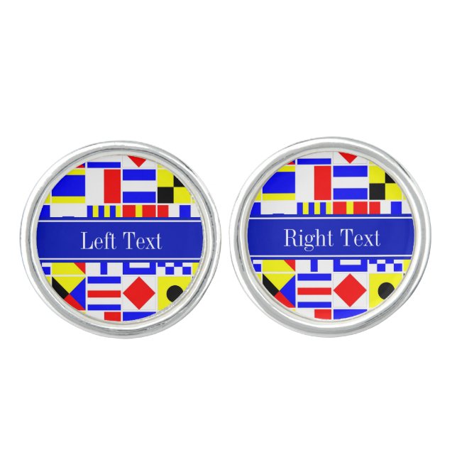 Colorful Nautical Signal Flags Royal Name Monogram Cufflinks (Front)