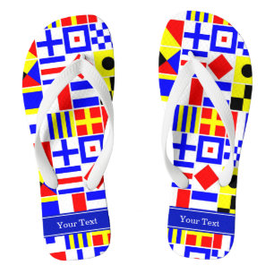 Colorful Nautical Signal Flags Royal Name Monogram Flip Flops