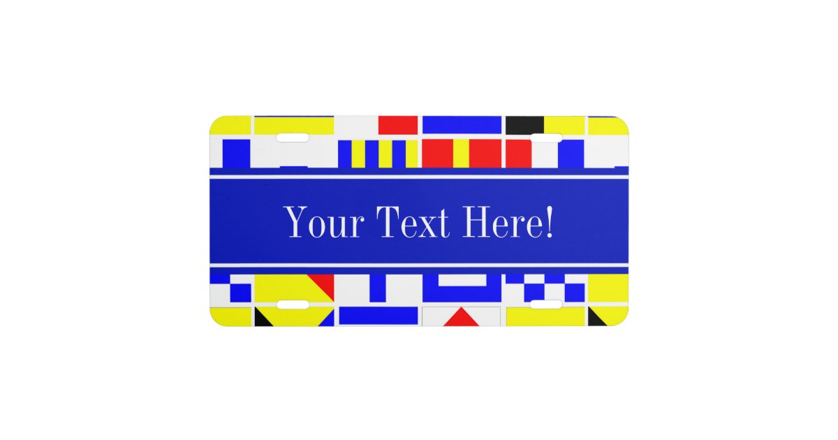 Colorful Nautical Signal Flags Royal Name Monogram License Plate Zazzle