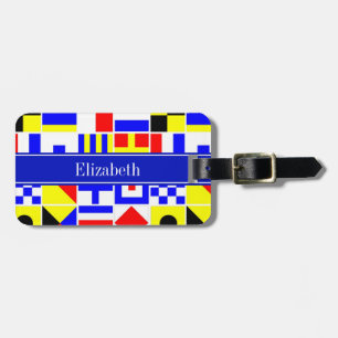 Colorful Nautical Signal Flags Royal Name Monogram Luggage Tag