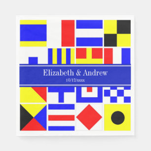 Colorful Nautical Signal Flags Royal Name Monogram Napkins