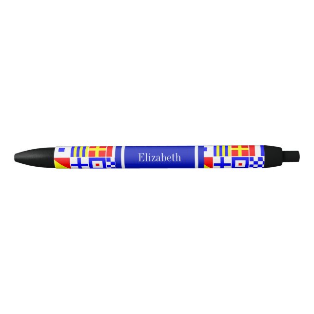 Colorful Nautical Signal Flags Royal Name Monogram Pen (Front)