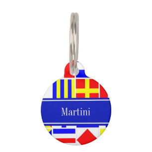 Colorful Nautical Signal Flags Royal Name Monogram Pet ID Tag