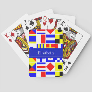 Colorful Nautical Signal Flags Royal Name Monogram Poker Cards