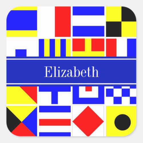 Colorful Nautical Signal Flags Royal Name Monogram Square Sticker