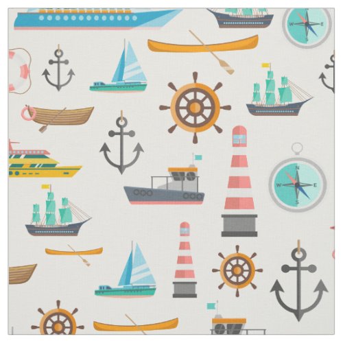Colorful nautical themed pattern  fabric