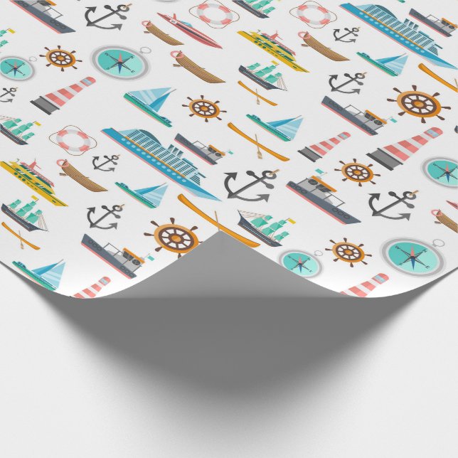 Colorful nautical themed pattern wrapping paper (Corner)