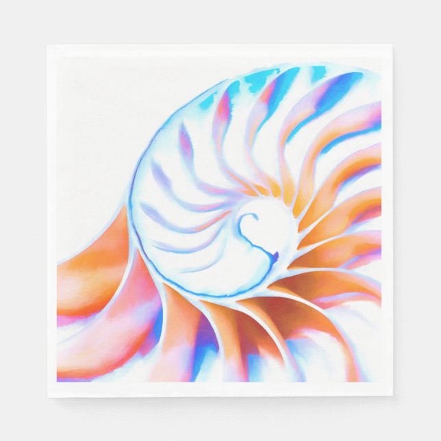 Colorful Nautilus Paper Napkins (Front)