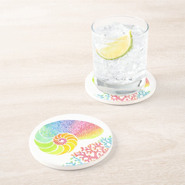 Colorful Nautilus Sandstone Coaster (Side)