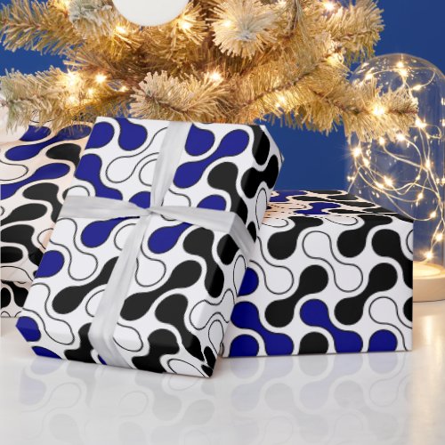 Colorful Navy Blue Geometric Metaball Pattern Wrapping Paper