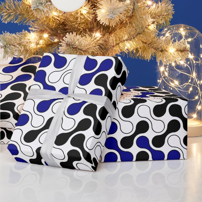Colorful Navy Blue Geometric Metaball Pattern Wrapping Paper (Holidays)