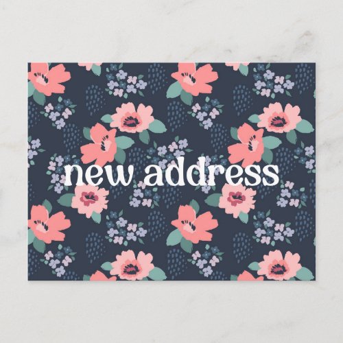 Colorful Navy Floral We Moved New Home Moving Postcard