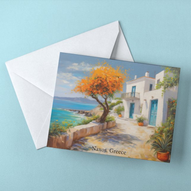 Colorful Naxos Greece Oil Paint Postcard (naxos greece oil paint postcard)