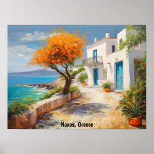 Colorful Naxos Greece Oil Paint Poster