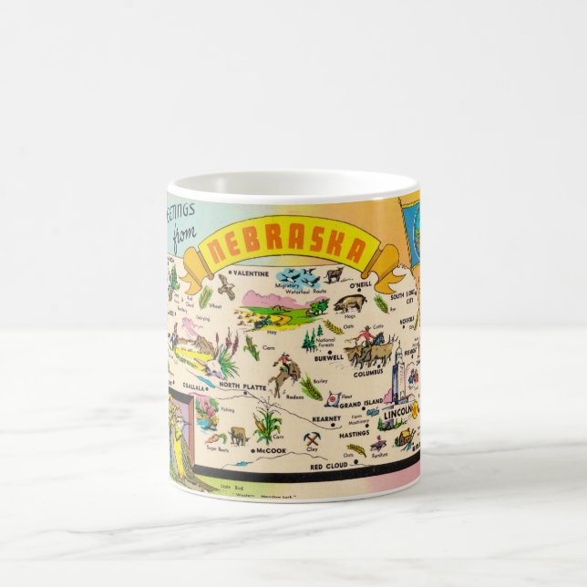 Colorful Nebraska Map Coffee Mug (Center)