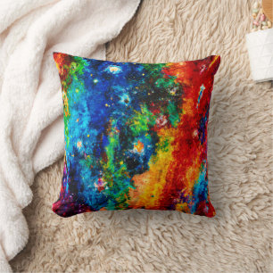 Colorful Nebula and Stars art Throw Pillow