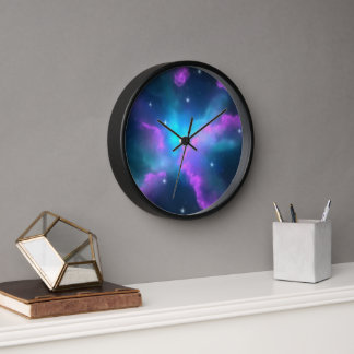 Colorful Nebula Cloud Background Clock