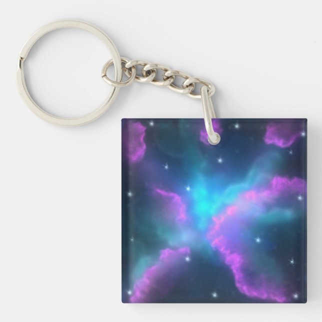 Colorful Nebula Cloud Background Keychain (Front)