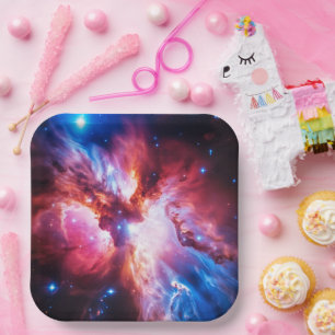 Colorful Nebula Galaxy Space Stars Cosmic Universe Paper Plates