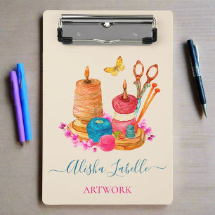 Colorful Needle & Thread Fashion Designer Crafter Mini Clipboard