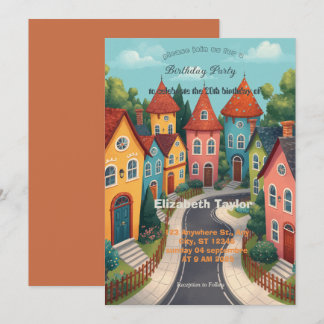 Colorful Neighborhood Birthday Invitation