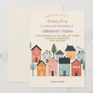 Colorful Neighborhood Birthday Invitation
