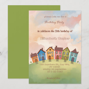 Colorful Neighborhood Birthday Invitation