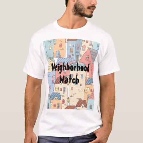 Colorful Neighborhood Houses Hand Drawn Community  T_Shirt