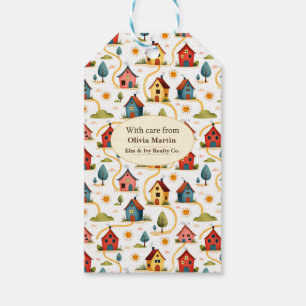 Colorful Neighborhood Houses Realtor Gift Tags